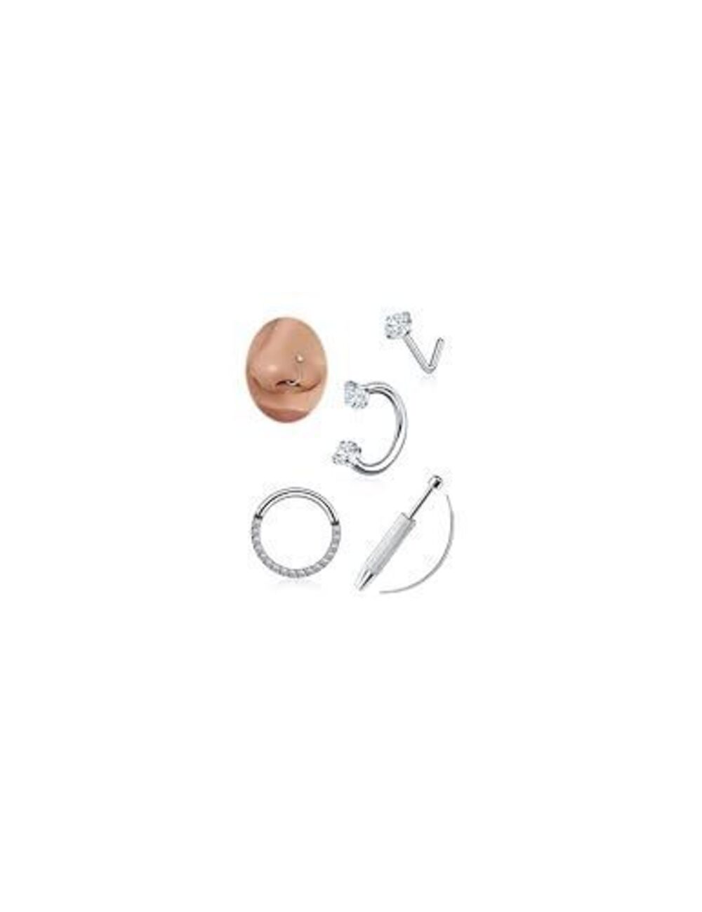 4644 20G/18G Moissanite Nose Rings Studs Setfor , 925 Sterling Silver 18K